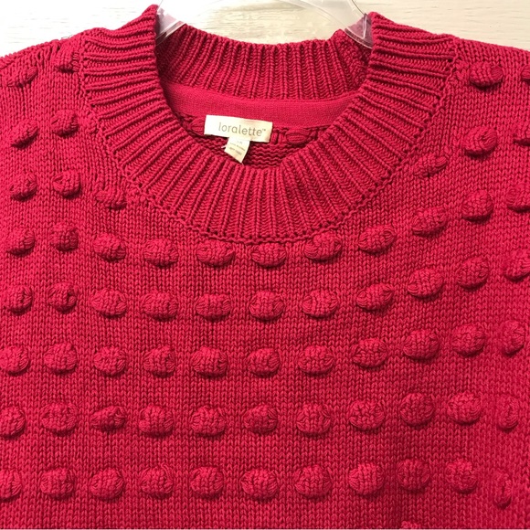 NWT Loralette plus size 3X womens crew neck long sleeve sweater raspberry - Picture 1 of 8